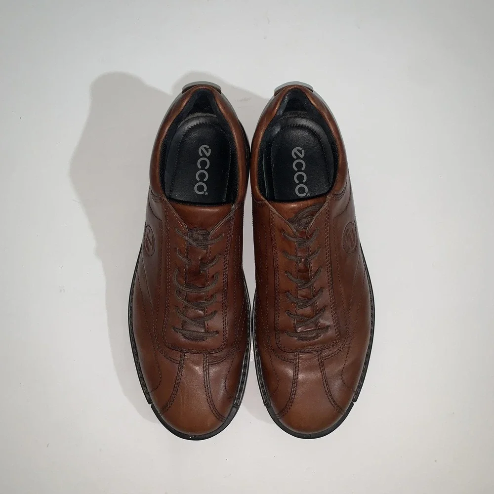 ECCO Shoes Mens Size 12.5 Brown Leather Lace Up Casual Comfort Walking Oxfords